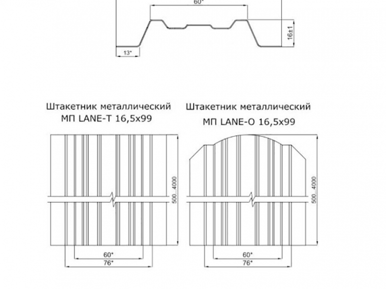 Штакетник металлический LANE